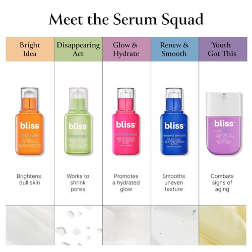 Bliss AM+PM Serum Duo: Glow & Hydrate with Vitamin C + Renew & Smooth with Glycolic Acid for 24-Hour Radiant, Hydrated Skin - Daily Skincare Routine Set