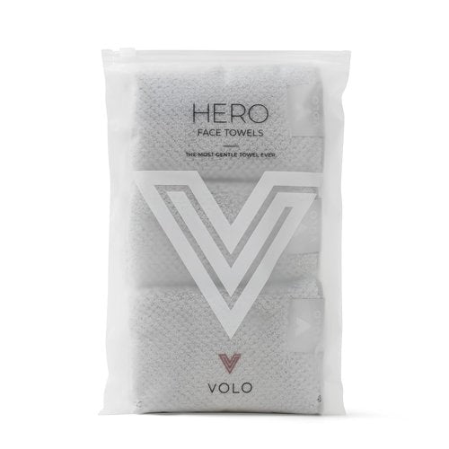 VOLO Hero Luna Gray Face Towel | Reusable Facial Wash Cloths | Makeup Remover & Post Shower Washcloths | Ultra Soft, Absorbent, Gentle, Fast Drying Nanoweave Fabric Face Towels | Microfiber 3PK