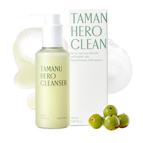 PINKWONDER Tamanu Hero Cleanser 5.07oz (150ml), Tamanu Oil and Salicylic Acid for Acne and Oily Skin, Daily Face Wash with Soothing and Moisturizing, Suitable for Sensitive Skin, Korean Skincare