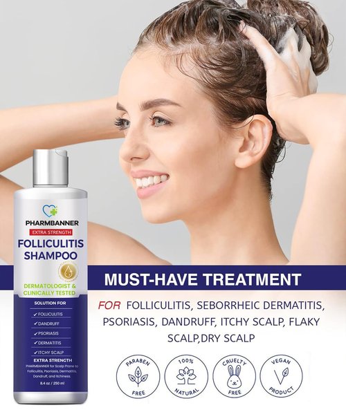 PHARMBANNER Anti-Fungal Shampoo for Itchy, Dry Scalp – Supports Scalp Health, Helps with Folliculitis, Seborrheic Dermatitis & Scalp Flaking-2 Pack