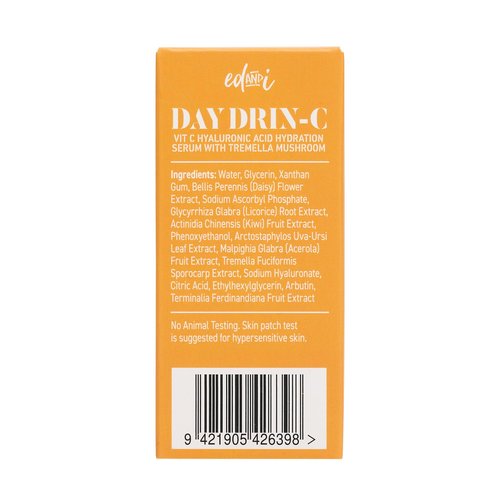 edandi DAY DRIN-C 2 in 1 Face Hydration Serum with Vitamin C and Hyaluronic Acid, Moisturizing, Plumping, & Smoothing the Appearance of Fine Lines, 1.01 oz