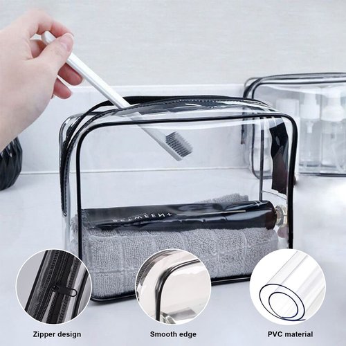 Merkaunis 36PCS Clear Makeup Bags, Zippered Travel Toiletry Bag, PVC Plastic Travel Bags for Women Men, Travel Waterproof Portable Bag for Bathroom, TSA Approved