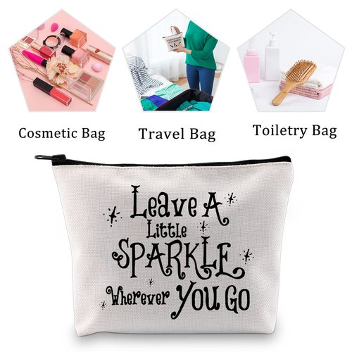 MBMSO Leave a Little Sparkle wherever You Go Makeup Bag Sparkle Cosmetic Bag Travel Makeup Bag Inspirational Gifts for Women (Sparkle Bag)