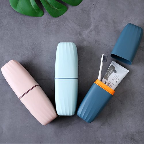 Jeopace Toothbrush Cup Toothbrush Holder with Cover Travel Boothbrush Holder Portable Toothbrush Case and Carrier for Bathroom School Business Trip(Blue)