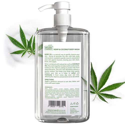 Natural Therapy Body Wash for Women and Men with Hemp & Coconut Oils - Shower Gel Cleanses and Moisturizing Skin - With Pure Dead Sea Minerals Nourish for Body - Pack of 2 (67.6 fl.oz)