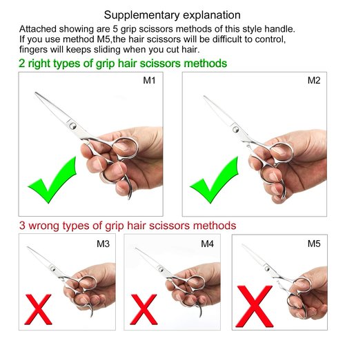 5.5" Barber Hair scissors Professional Hair Cutting Shears 440C Hair Cutting Scissors Shears Haircut Scissors Silvery Convex Blades KINSARO for Hairdresser Barber or Home Use