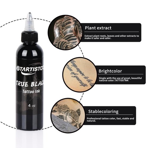 Black Tattoo Ink Professional 4oz (120ml) Vegan-Friendly Pigment Tattoo Ink Supplies