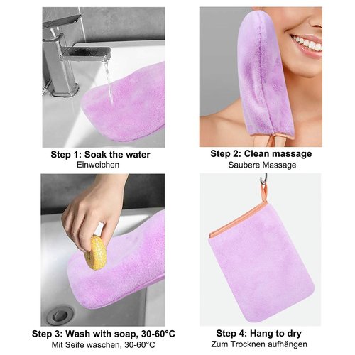 PHOGARY 6 Pack Microfiber Body Wash Mitts, 6×8 Inch Super Absorbent & Soft Face Mitten, Coral Fleece Body Cleansing Bath Spa Cloth, Reusable Makeup Remover Mitt Gloves, 6 Colors