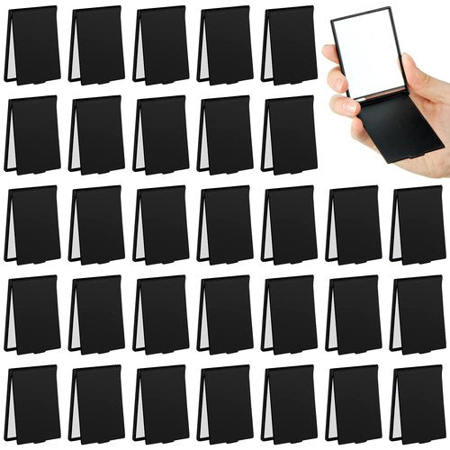 Queekay 32 Pcs Pocket Mirror Bulk Folding Compact Mini Mirror for Women Makeup Travel Cosmetic, 2 x 3 x 0.2 Inch(Black)