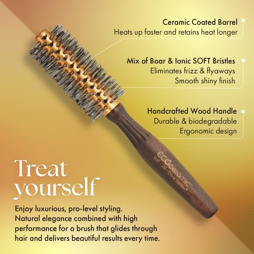 Olivia Garden EcoCeramic Soft Bristle Round Thermal Hair Brush EC-20S (1 3/4")