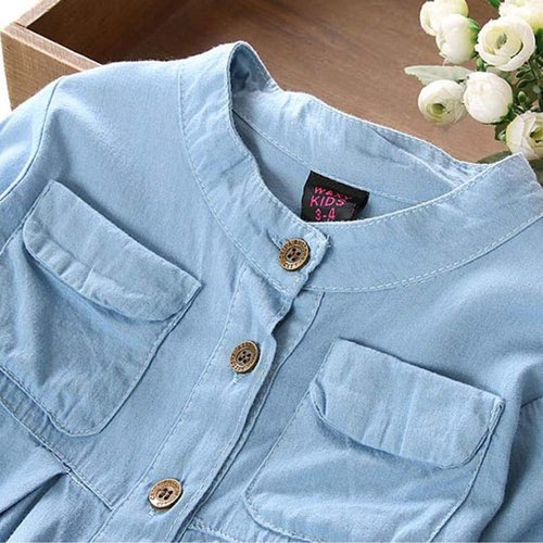 Baby Girls Kid Ruched Long Sleeve T-Shirt Tops Shirt Clothing Children Autumn Winter Fashion Blouse (Blue, 5T)