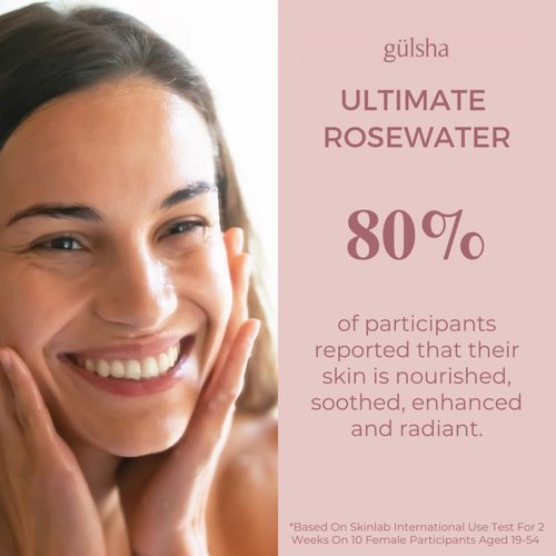 GULSHA ULTIMATE ROSEWATER, Natural Rosa Damascena Flower Water, Cleanses, Nourishes and Tones Skin, Restores Radiance to Your Skin, Free from Chemicals, 100% Natural Glow Rose Essence, 200ml/6.76fl oz