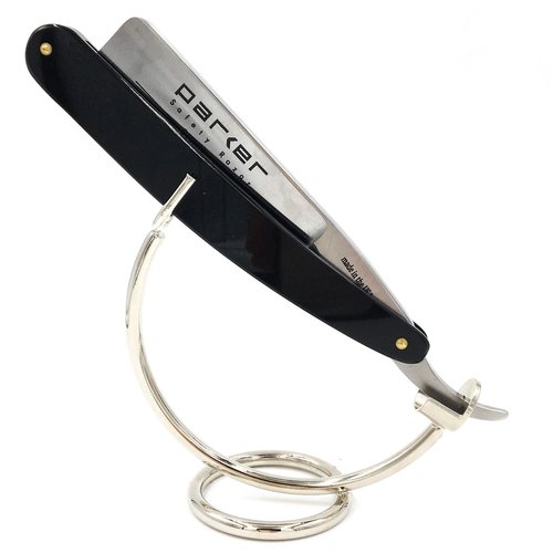 Curved Chrome Razor Stand for Straight, Shavette & Cartridge Razors - Fits 100 mm+ Handle Lengths