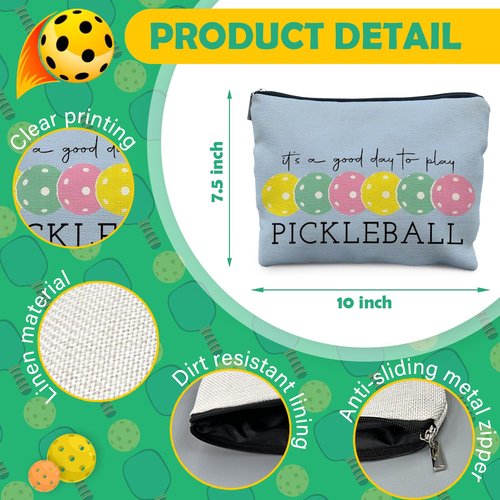 RYYCDOI Pickleball Gifts for Women: Colorful Makeup Bag, It's a Good Day to Play Cosmetic Toiletry Bag, Gifts for Pickleball Lovers (Blue)