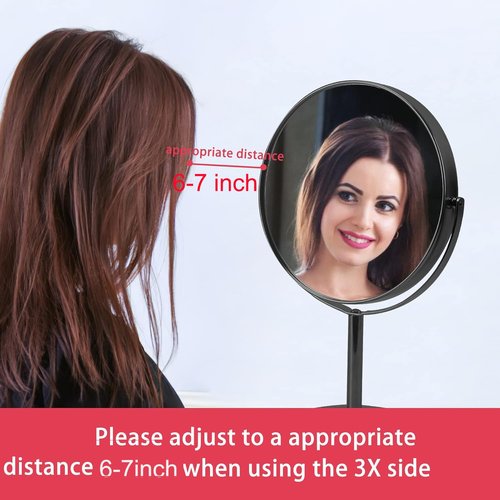 Schliersee 3X Magnifying Vanity Makeup Mirror Double Sided 7 Inch 1X/3X Magnification Tabletop Mirror, Black