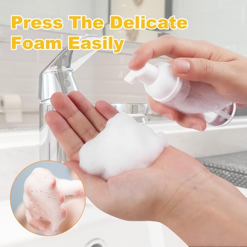 BienBion 2oz Travel-Sized Foaming Pump Bottles, 4PCS Empty Foam Pump Bottle, Refillable Travel Size Mousse Bottle, Hand Soap Shampoo Lash Shampoo Foaming Soap Dispenser, BPA Free(Clear)