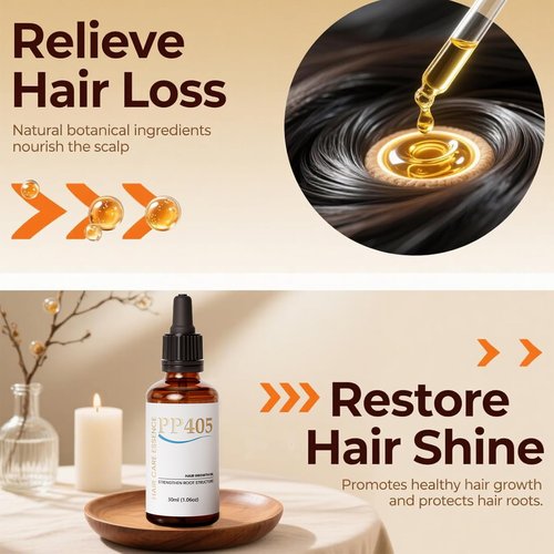 PP405 Hair Growth Oil – Anti Hair Loss Treatment for All Hair Types, Fast Absorbing & Non-Greasy, Nourishes hair, 1.06 FL OZ / 30ml (1pc)