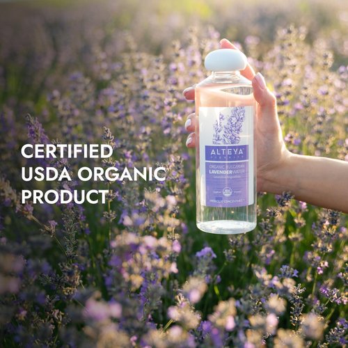 Alteya Organics Lavender Water USDA Certified Organic Facial Toner, 17 Fl Oz/500mL Pure Bulgarian Lavandula Angustifolia Flower Water, Award-Winning Moisturizer BPA-Free Bottle with Reducer