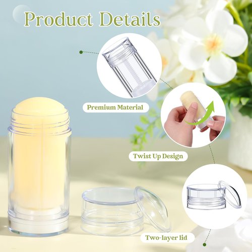 Teenyyou 30 Pcs Empty Deodorant Containers Twist up Filling Stick Plastic Deodorant Container Refillable Bottles Bottomfill Round Lip Balm Tubes for Homemade DIY Lipstick Crayon(15 ml,Clear)