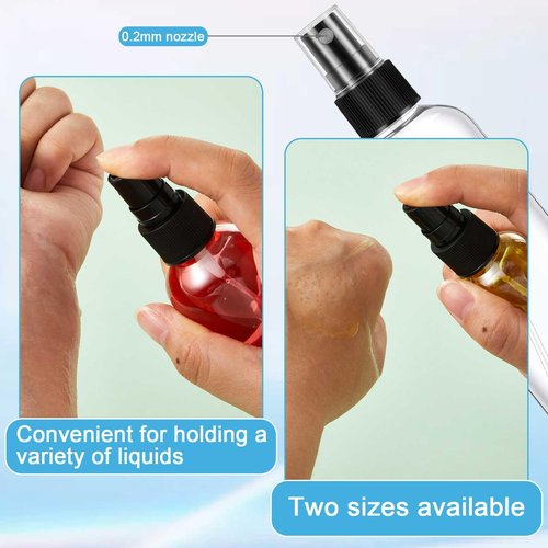 GlikCeil 36 Pcs Black Plastic Spray Bottle 4oz (120ml) & 2oz (60ml) Small Clear Empty Fine Mist Mini Travel Spritz Bottle Set, Little Refillable Spray Liquid Containers for Water Perfume Hair Mist