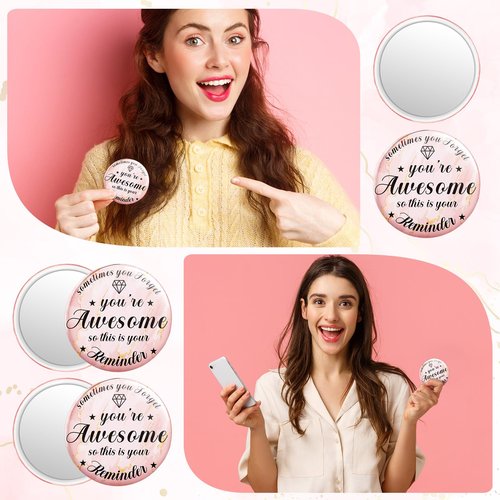 Tradder 18 Pcs 2.76 Inch Inspirational Compact Mirror Bulk Quinceanera Employee Appreciation Gifts Makeup Purse Pocket Mirror for Women Mother's Day Valentine Coworker Nurse Gifts