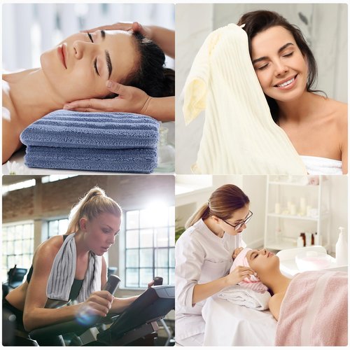 Shimeyao Bleach Proof Towels Microfiber Absorbent Resistant Hair Hand Towels Bulk Quick Dry for Barber Gym Bath Spa Shaving(40 Pack,Morandi Color,Stylish)