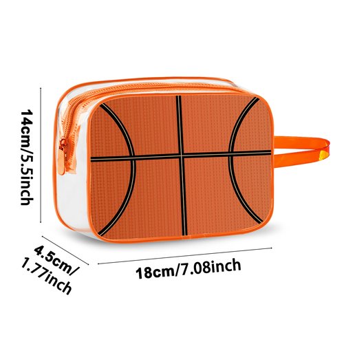 16PCS Basketball Cosmetic Bag - Waterproof Basketball Clear PVC Travel Bag,Basketball Gift Accessories Bags Goodie Snack Makeup Bag,Toiletry Zipper Pouch Organizer,Basketball Team Gifts for Player