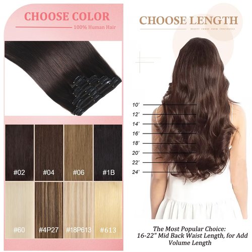 Clip in Hair Extensions Real Human Hair Clip in Extensions for Women Seamless Invisible Jet Black Natural Remy 100% Human Clips ins Extension 8pcs Double Weft 16 inch 3.2oz/90g