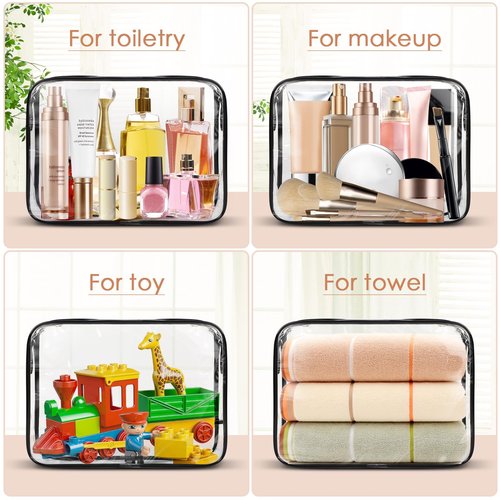 6 Pack Clear Toiletry Bag, TSA Approved Makeup Pouch Water Resistant Portable Travel Organizer, Carry On PVC Cosmetic for Airport Airline Complian