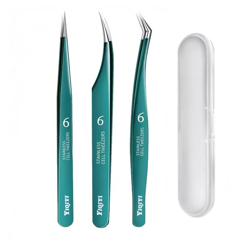 Eyelash Tweezers Set for Lash Extension 3PCS High-precision False Lash Tweezers for Eyelash Clusters Straight and Curved Stainless Steel Lash Applicator Tool