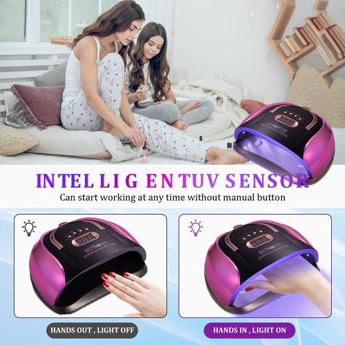 MUSERAY UV LED Nail Light, 256W High Power Gel Light, 4 Timer Settings and Professional Manicure Lamp with Automatic Sensor (Comes with 9 Free Gifts)