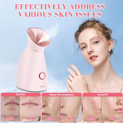 Pjordo Facial Steamer Spa Kit, Nano Ionic Face Steamer for Facial Deep Cleaning Unclogs Pores Sinuses Moisturizing, Warm Mist Humidifier Steamer for Face Home Sauna SPA, Self Care Gifts for Women