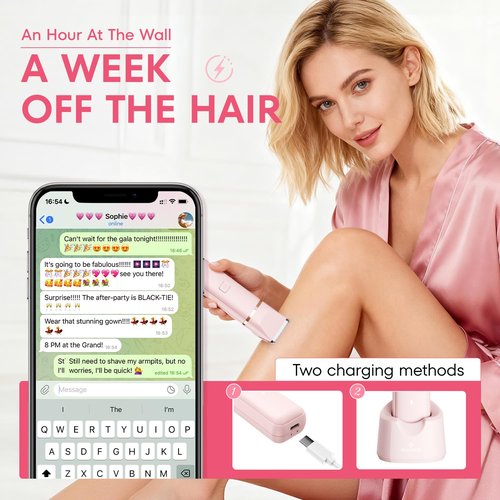 VG VOGCREST Bikini Trimmer for Women: 2-in-1 Painless Body Shaver for Underarm Leg Arm with Length Combs - Portable Travel Friendly Pubic Grooming Kit - Rechargeable Electric Razor with Charging Dock
