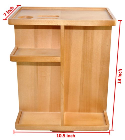 Spiretro Rotating Cosmetic Modular Organizer, Multi-Function Storage, 360 degree Carousel for Makeup, Toiletries, Vanity, Desk, Countertop, Bedroom, Closet, Solid Natural Wood with Acacia Brown