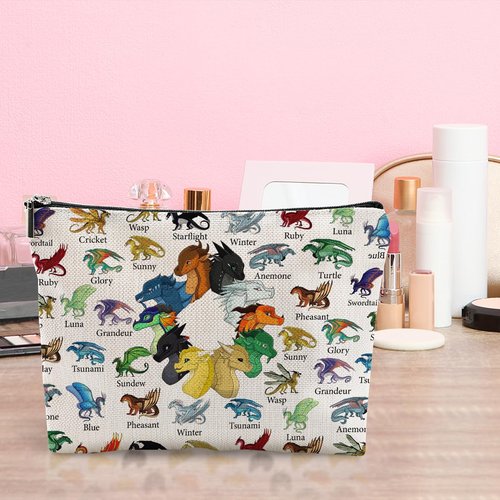 LONGXIN Wings Dragon Darkstalker Cosmetic Make up Bag Wing Dragons Inspired Gift Dragon Tribes Gifts Wings Bookish Merch Makeup Zipper Pouch Bag