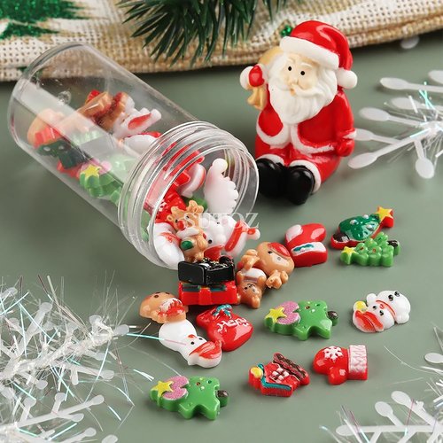 1 Box 12 Pcs 3D Luminous Christmas Nail Charms - Cute Santa Claus, Elk & Snowman Designs - Acrylic Nail Art Decorations for Women & Girls