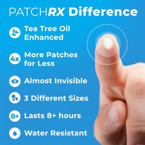 PatchRx Pimple Patches for Face (500 Patches), Hydrocolloid Acne Patches with Tea Tree Oil, Pimple Patch Pimple Stickers - Hydrocolloid Patch Acne Dots - Acne Pimple Patches For Face - Zit Patches