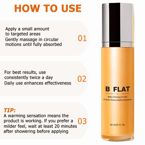 B Flat Belly Firming Cream - Stretch Mark, Tightening Belly Cream - Body Cream Skin Tightening for Stomach Thighs & Butt, Firming and Moisturizing Body