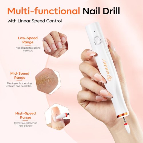 modelones Pink Mini UV Light with Cordless Nail Drill for Nails, UV Nail Lamp, Nail Light with 2 Timers for Fast Nail Extension, LED Nail Lamp, Portable USB Nail Dryer for Travel