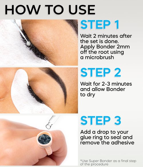 Super Bonder 15ml & Pure Power Lash Remover for Eyelash Extensions 40ml / Lash Bonder for Eyelash Extensions/Locks Eyelash Glue Fumes / 60 Sec Dissolution Lash Glue Remover/Lash Extension Supplies
