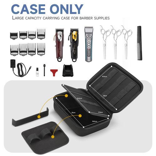 MOSLA Hard Barber Accessories Case for Hair Clippers, Mens Hair Cutting Barber Supplies Holder, Trimmer Organizer Storage Bag for Hair Cutting, Guard Grooming Kit (Nylon Black)