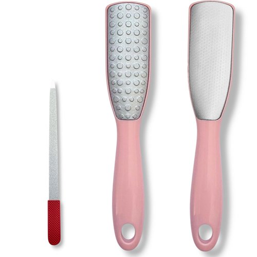 Professional Elite Series Pink Sapphire Foot File 9.6" – Dual-Sided Stainless Steel Callus Remover for Hard Skin – Durable, Hygienic Pedicure Rasp for Smooth, Soft Feet – Wet & Dry Use