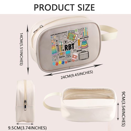 PWHAOO Registered Behavior Technician Cosmetic Bag Behavior Tech Makeup Bag Behavior Analyst Gift (HAPPY RBT BAG)