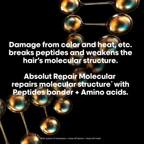 L'Oréal Professionnel Paris Absolut Repair Molecular Leave In Mask - Smooths and Strengthens All Damaged Hair, Heat Protectant and Leave In Conditioner for Hair Repair