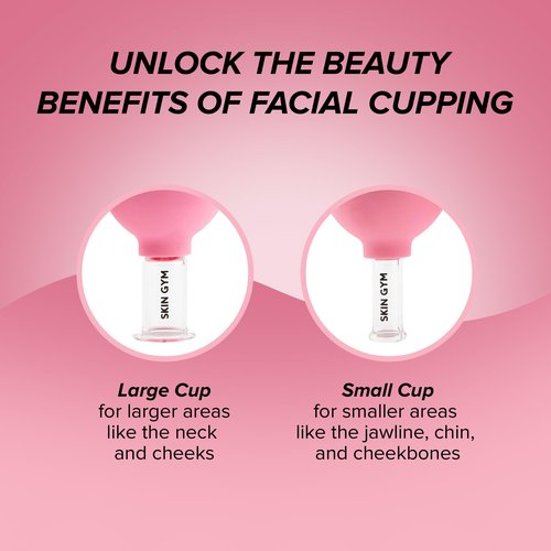 Skin Gym Facial Cupping Set, Glass Face Cupping Tool for Massage Therapy, Sculpting, & Toning Chin, Jawline & Neck, 2 Piece