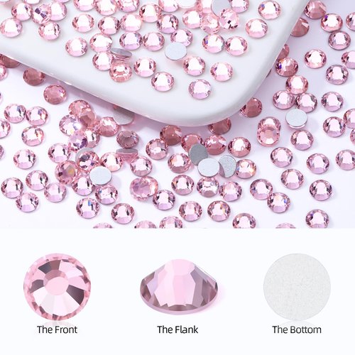 Meibite Pink Flatback Rhinestones, Glass Rhinestones for Nail Art and Craft, Glue Fix, Loose Crystal Gemstones(Pink, SS20, 2880pcs, 4.6-4.8mm)