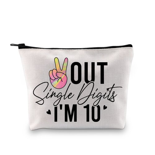GJTIM Tenth Birthday Gift Double Digit Birthday Gift Peace Out Single Digits I’m 10 Makeup Bag (Out Single Bag)
