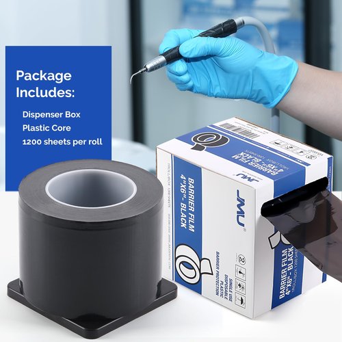 JMU 125 Pack Black Dental Bibs with Black Barrier Film 1 Roll