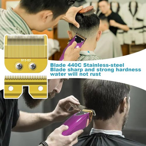 913-53 Fine Blade Replacement Trimmer Blade Compatible with Oster Fast Feed 076023 and Salon Pro Clippers 076830 Blades Replacement，Golden