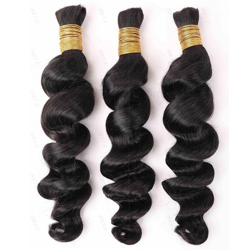 Human Braiding Hair for Boho Braids Loose Deep Wave Bulk Human Hair Knotless 100% Unprocessed Brazilian Virgin Hair Extensions for Braiding Curly Water Wave 1 Bundle No Weft 100g 18inch Natural Black